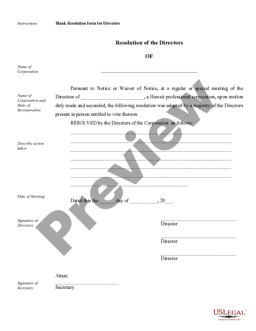 Preview Sample Corporate Records for a Hawaii Professional Corporation