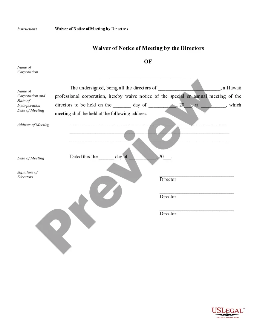 Preview Sample Corporate Records for a Hawaii Professional Corporation