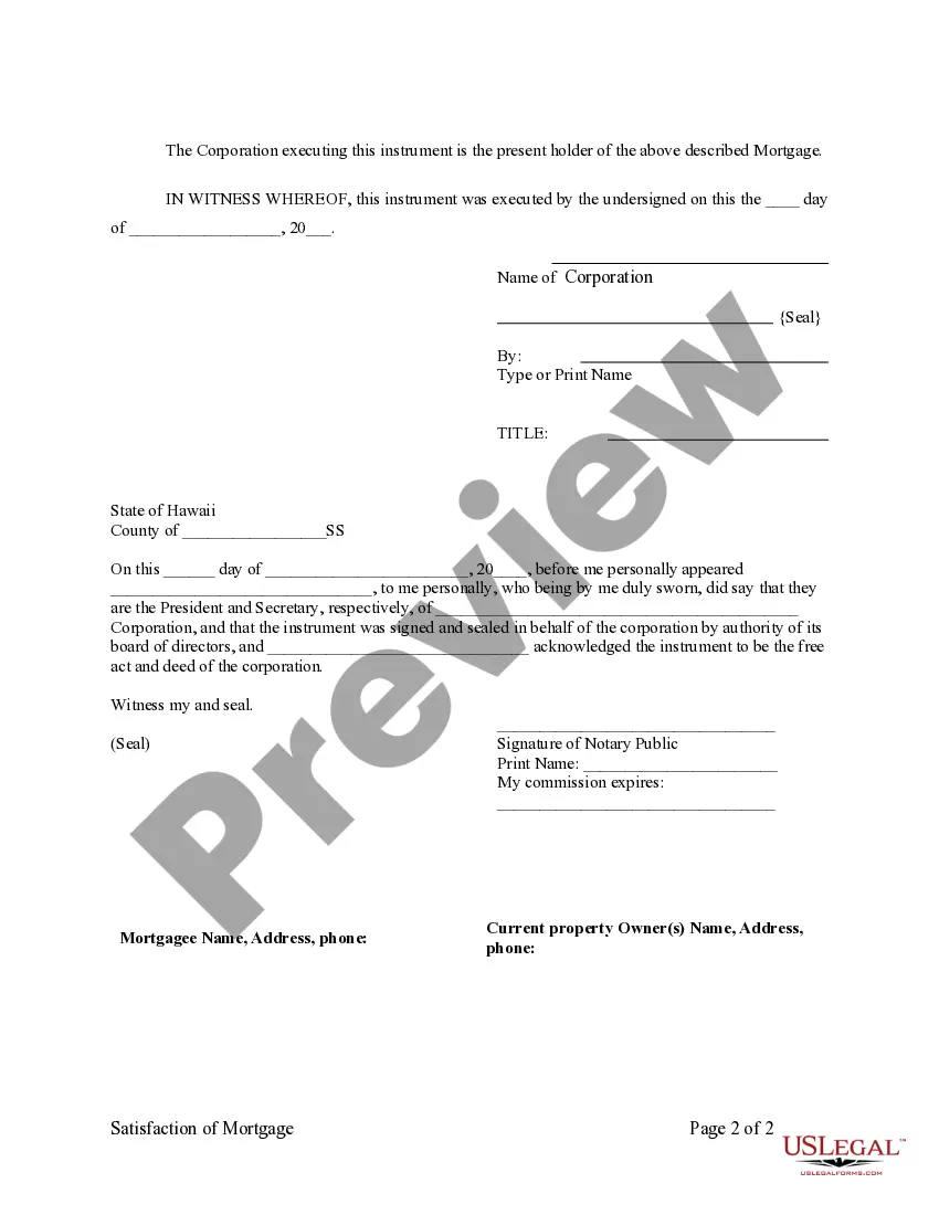 Get Satisfaction, Release or Cancellation of Mortgage by Corporation Preview Satisfaction, Release or Cancellation of Mortgage by Corporation