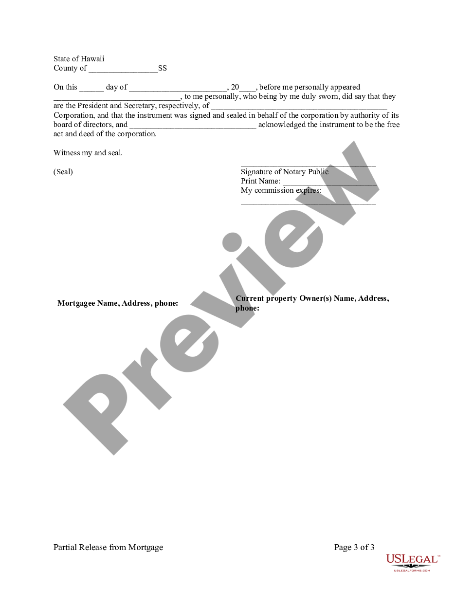 page 2 Partial Release of Property From Mortgage for Corporation preview