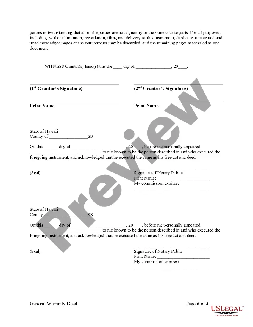 Preview Warranty Deed for Separate or Joint Property to Joint Tenancy