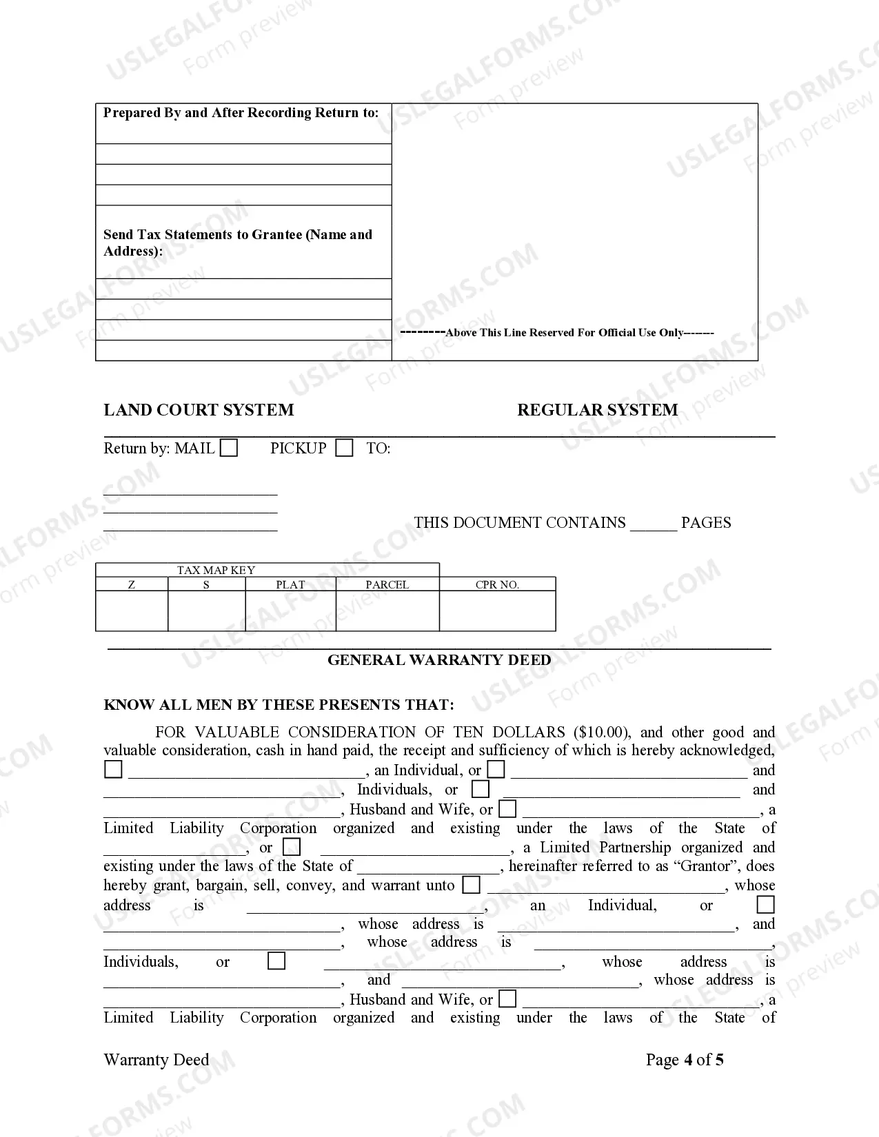 Preview Warranty Deed from Limited Partnership or LLC is the Grantor, or Grantee
