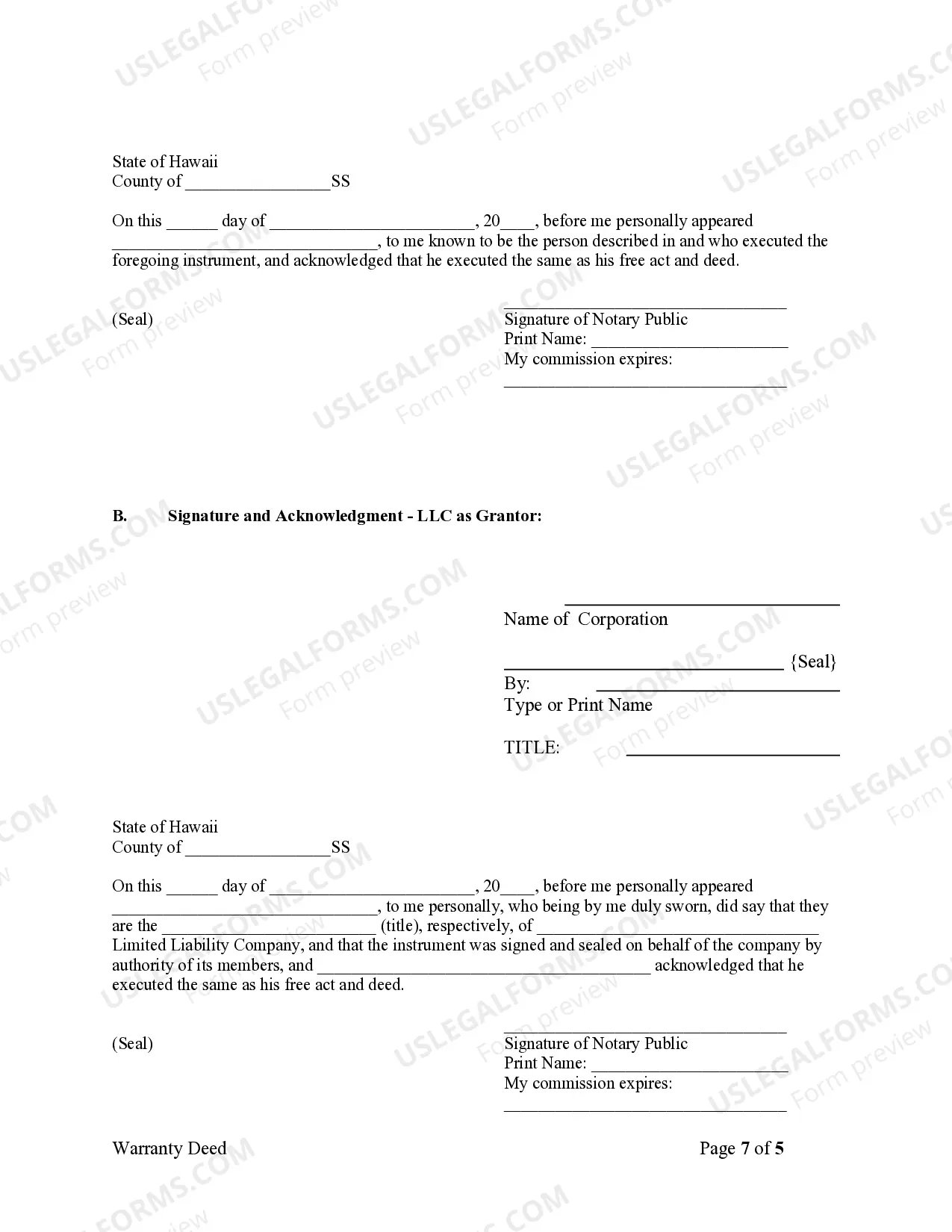 Preview Warranty Deed from Limited Partnership or LLC is the Grantor, or Grantee