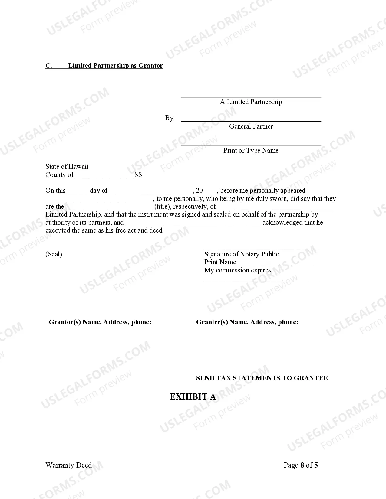 Preview Warranty Deed from Limited Partnership or LLC is the Grantor, or Grantee