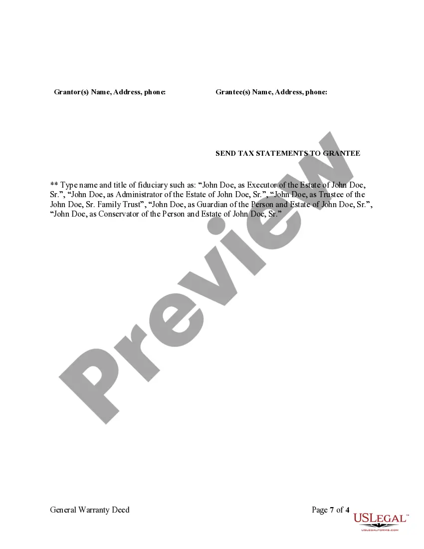 Preview Warranty Deed from Trust as Grantor to Six Individuals - Joint Tenants with Rights of Survivorship