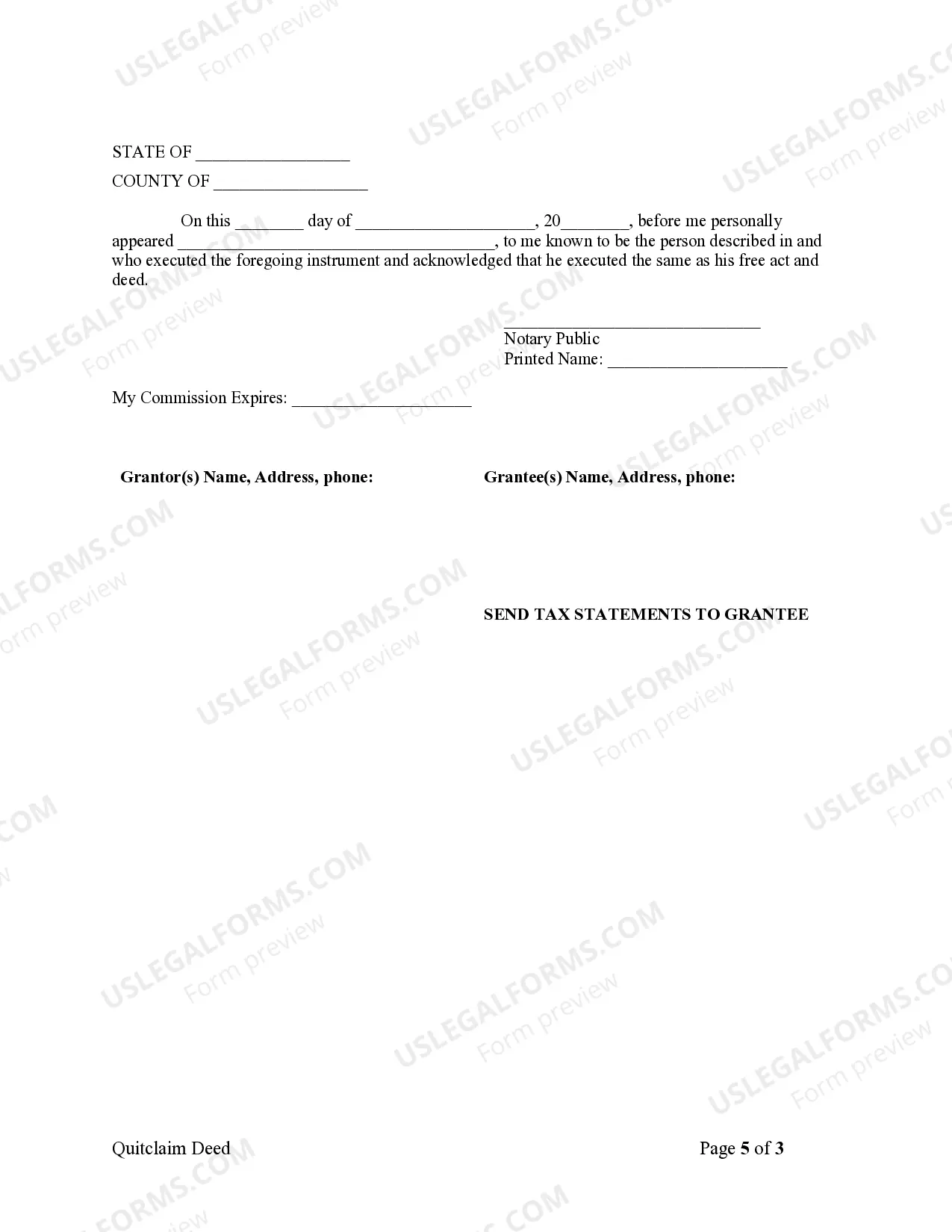 Preview Quitclaim Deed - Trust to Husband and Wife