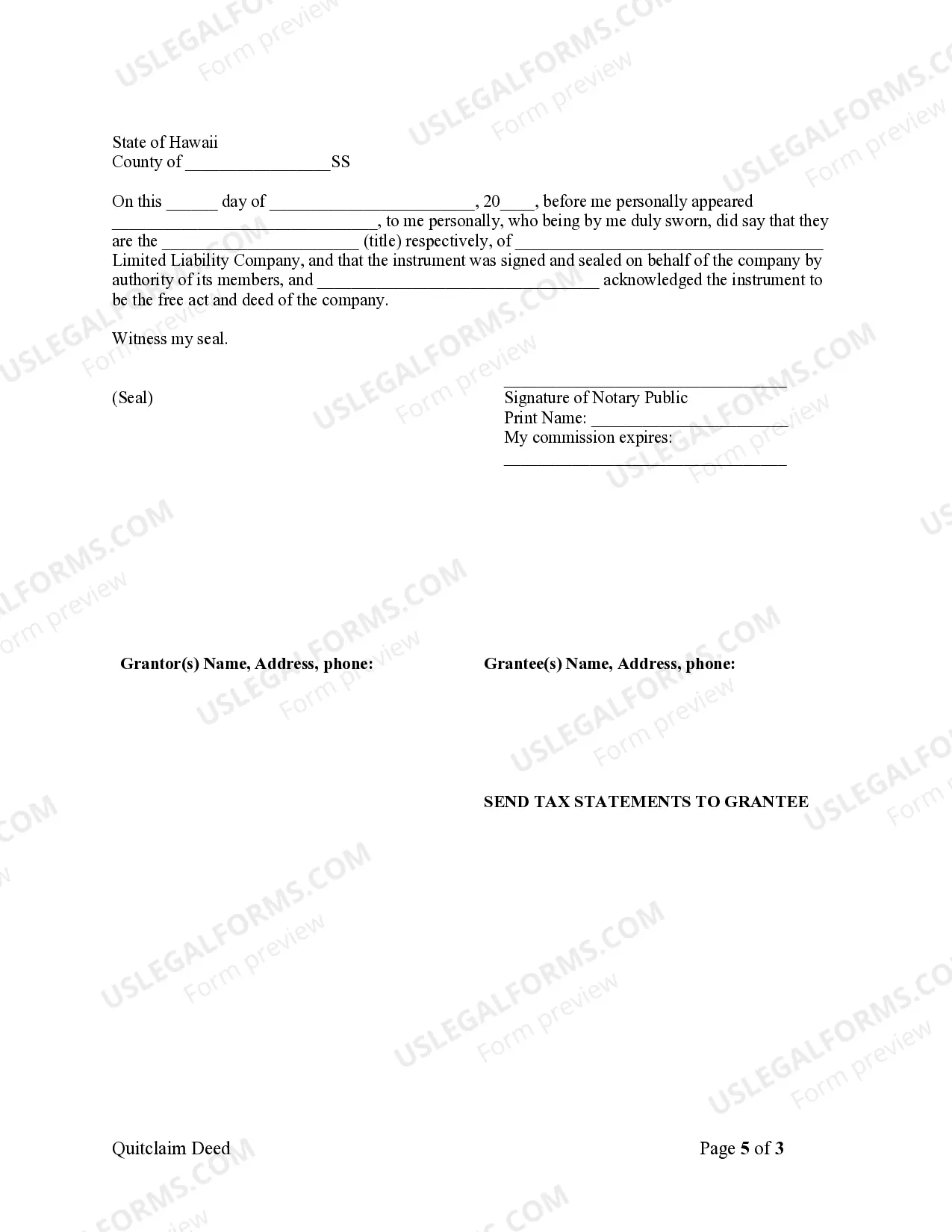 Preview Quitclaim Deed - Limited Liability Company to Individual