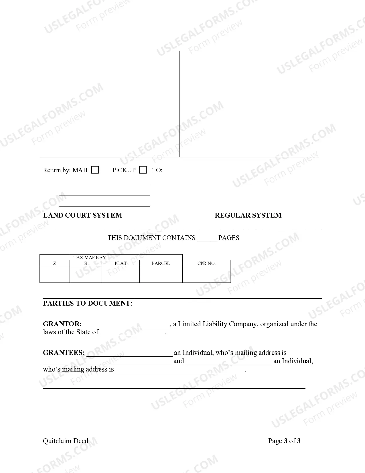 Preview Quitclaim Deed - Limited Liability Company to Two Individuals