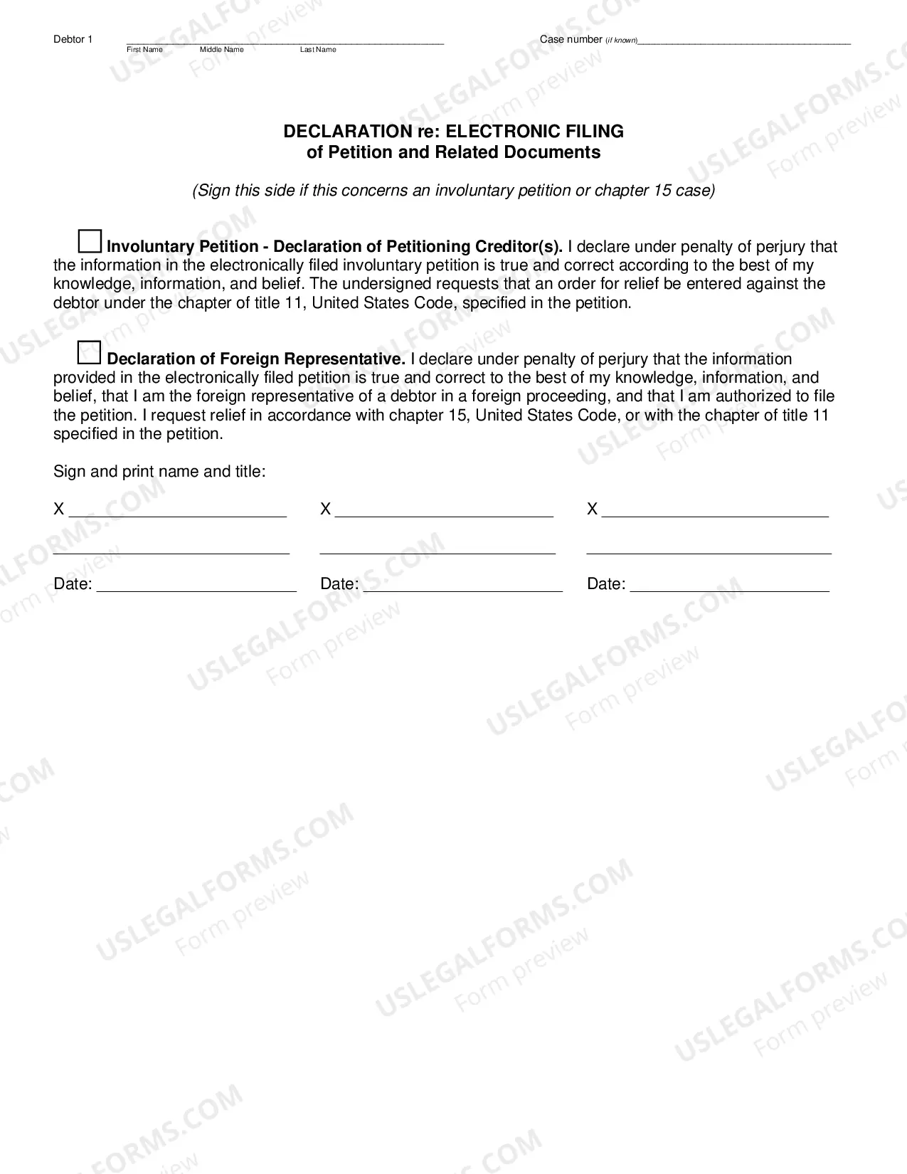 Preview Declaration Re Electronic Filing