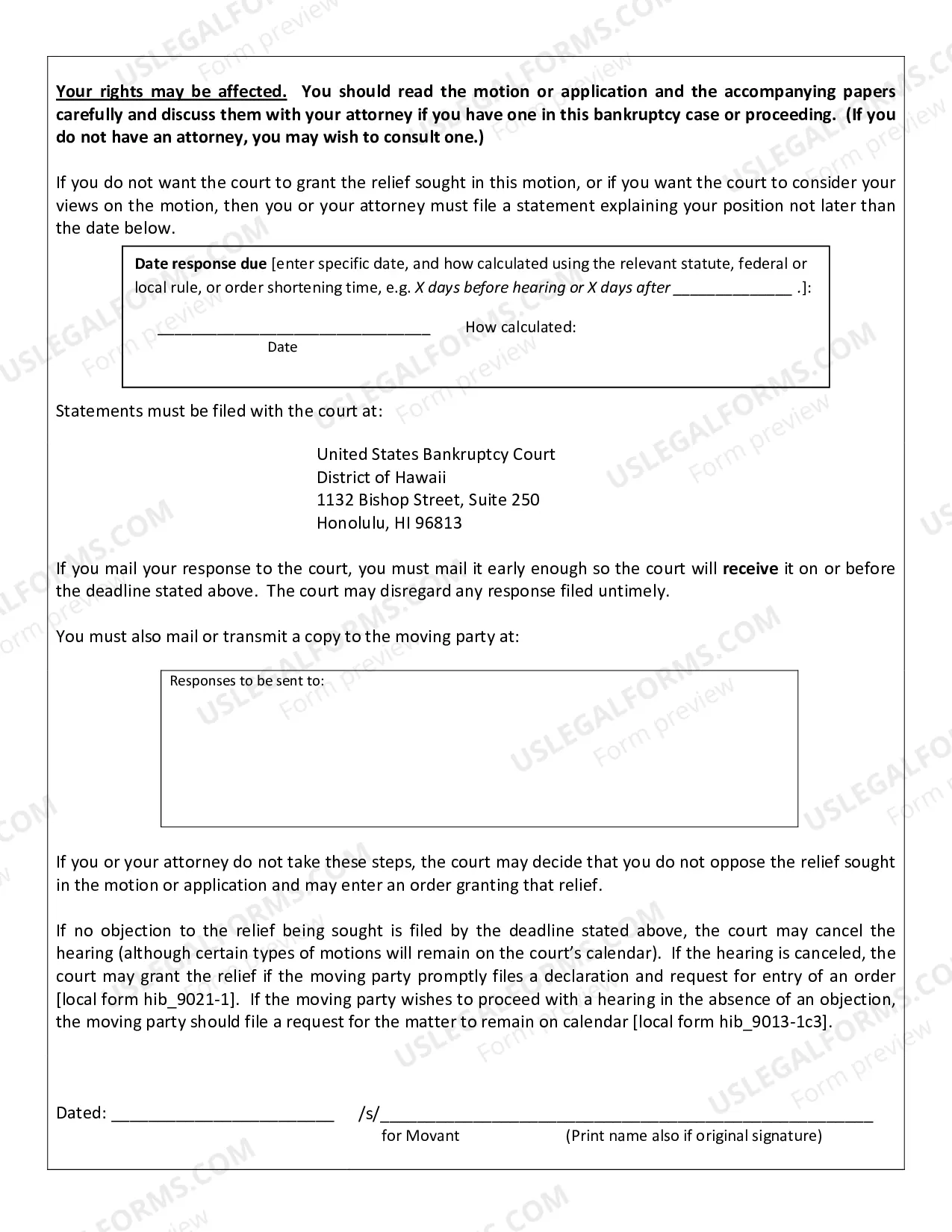 Preview Notice of Hearing