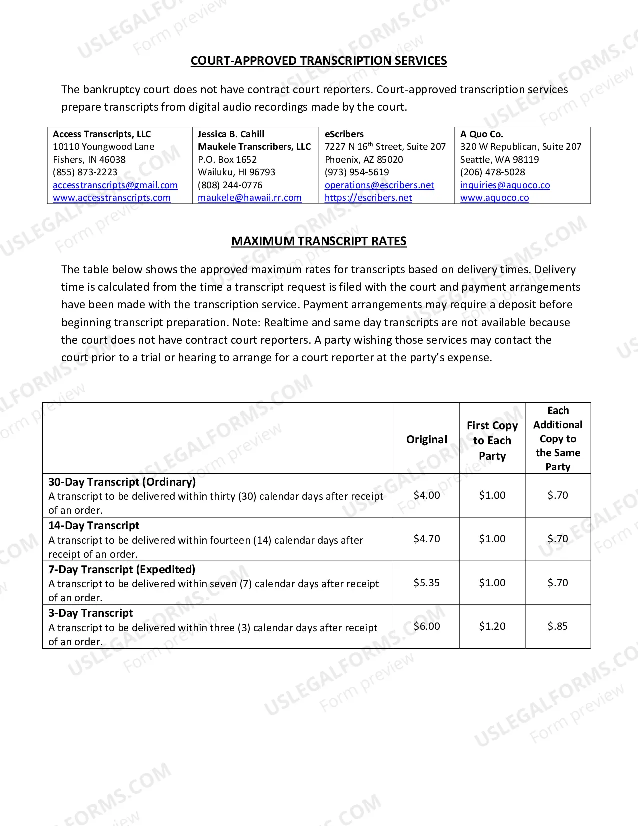 Preview Request For Transcript