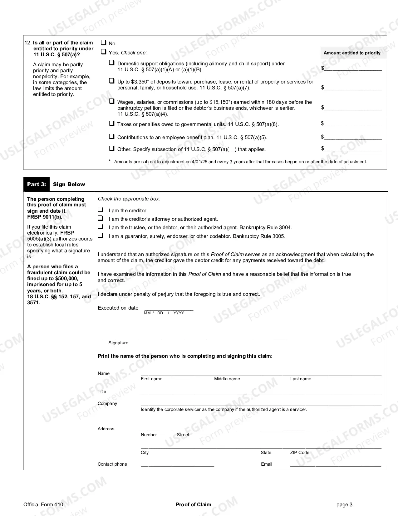 Preview Proof of Claim