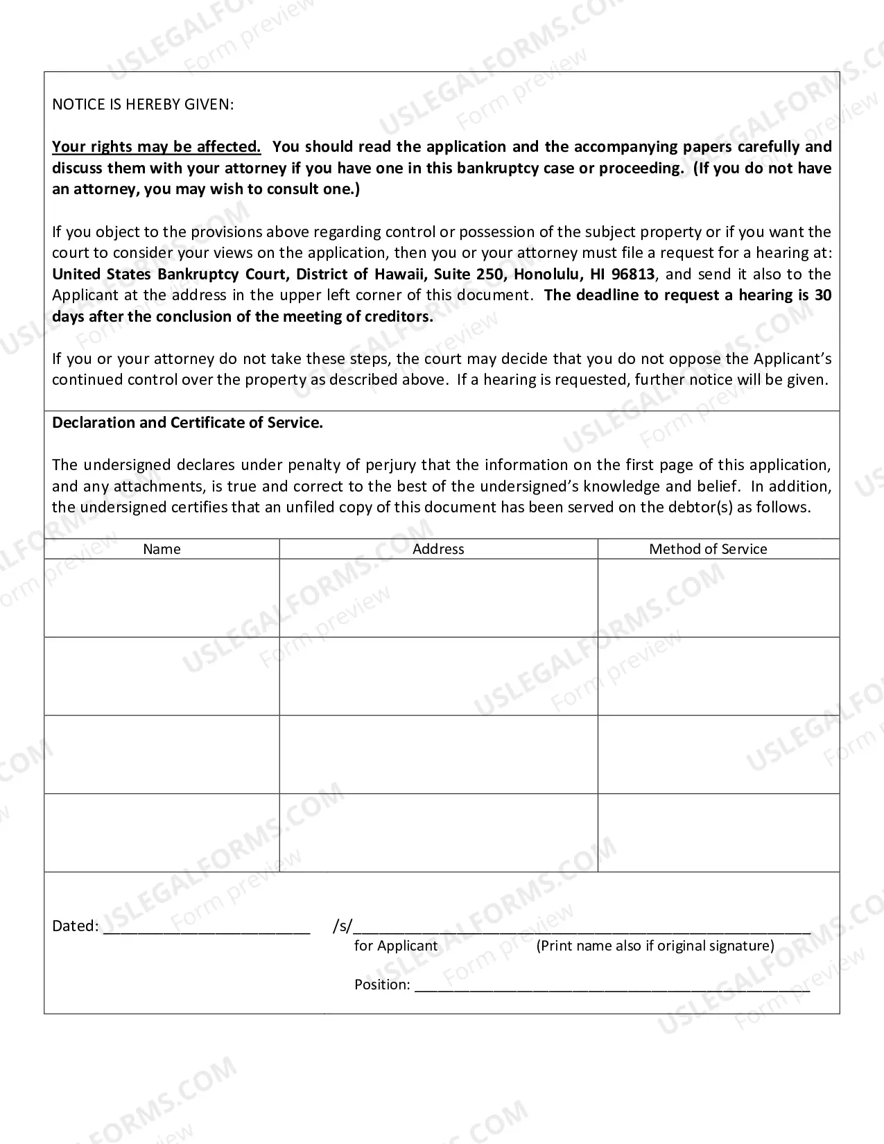 Preview Property - Instructions Regarding (Application)
