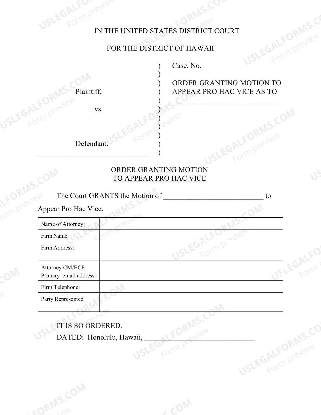 Preview Motion To Appear Pro Hac Vice