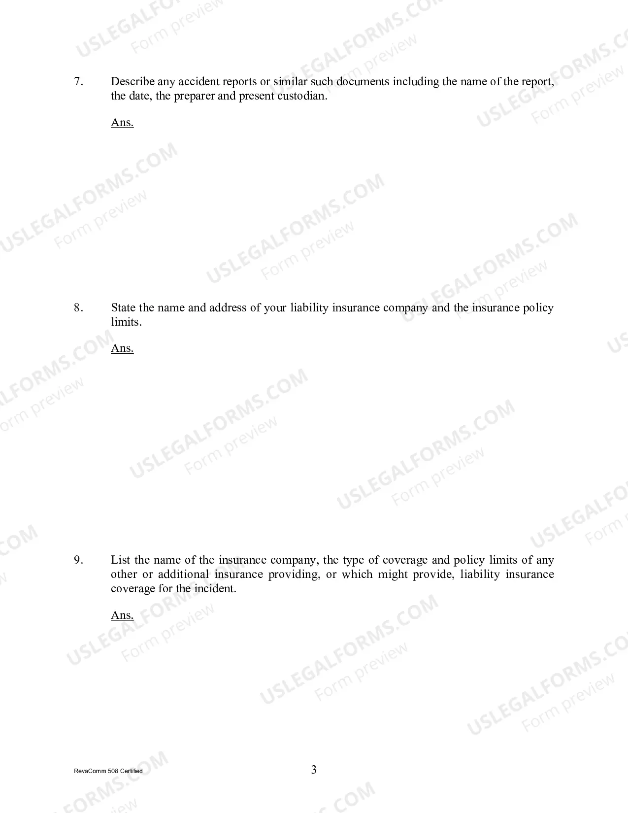 Preview Interrogatories to Defendant