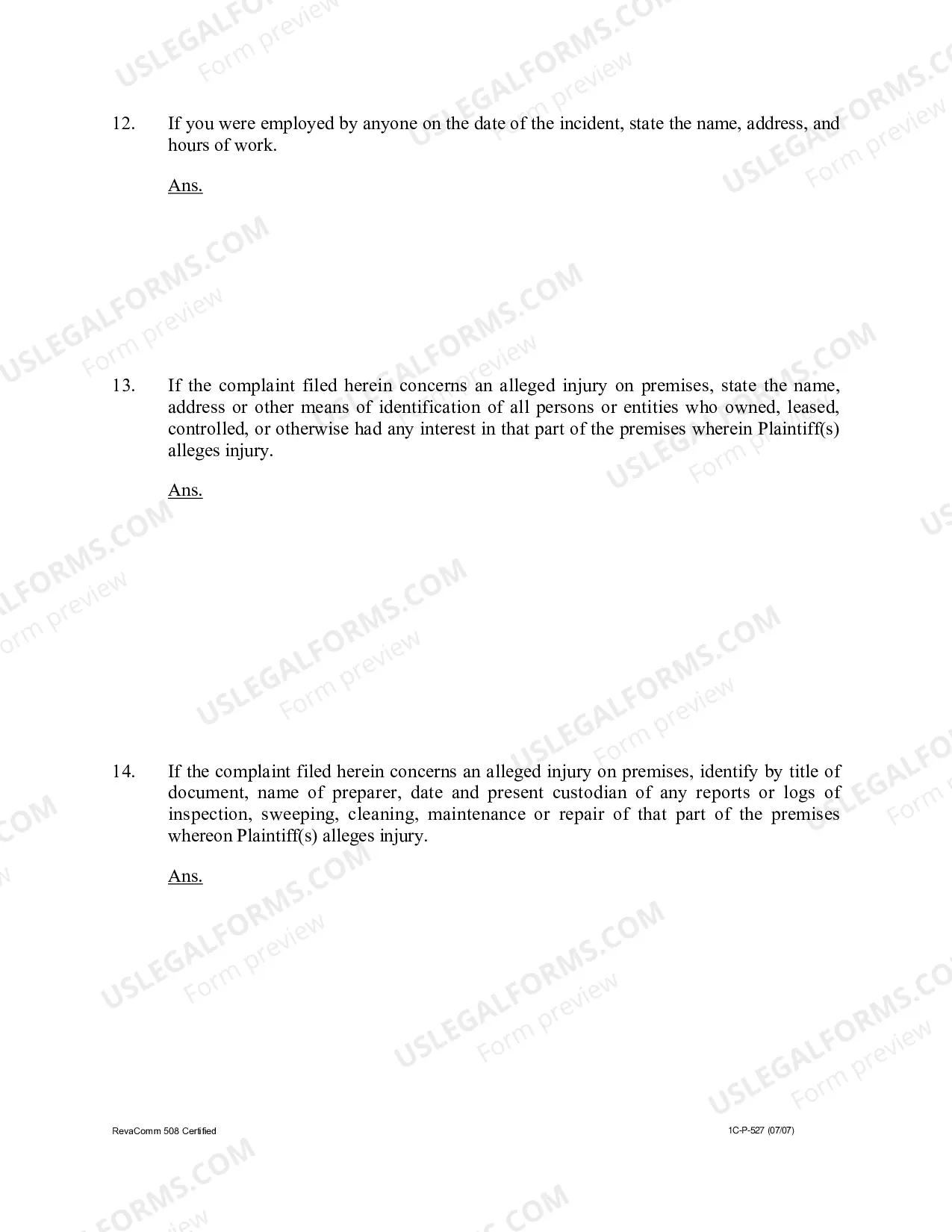 Preview Interrogatories to Defendant