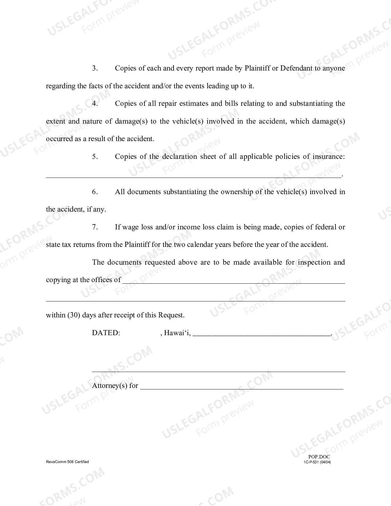 Preview First Request for Production of Documents