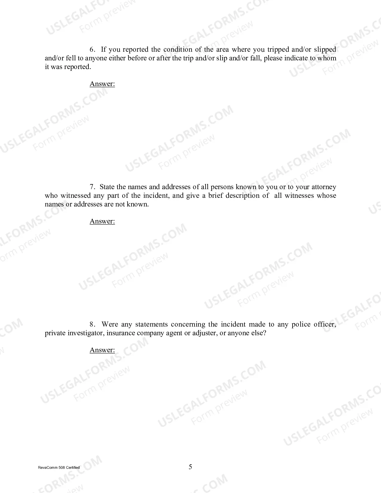 Preview Interrogatories to Plaintiff
