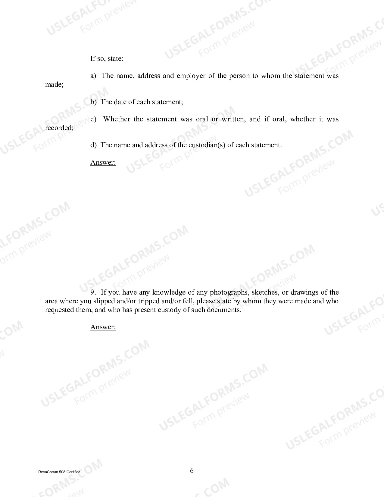 Preview Interrogatories to Plaintiff