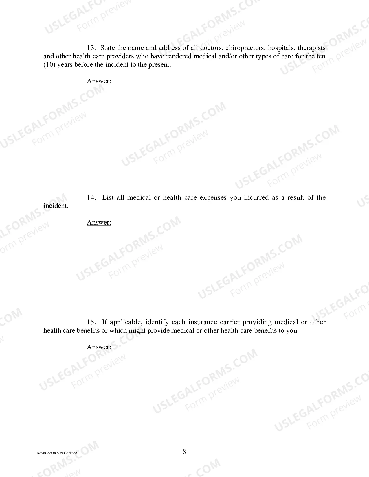 Preview Interrogatories to Plaintiff