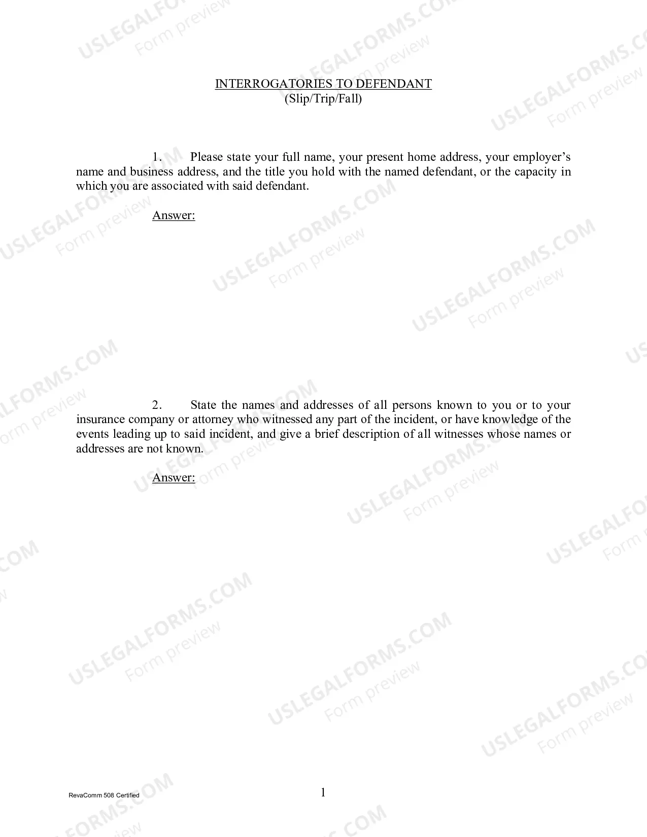Preview Interrogatories to Defendant
