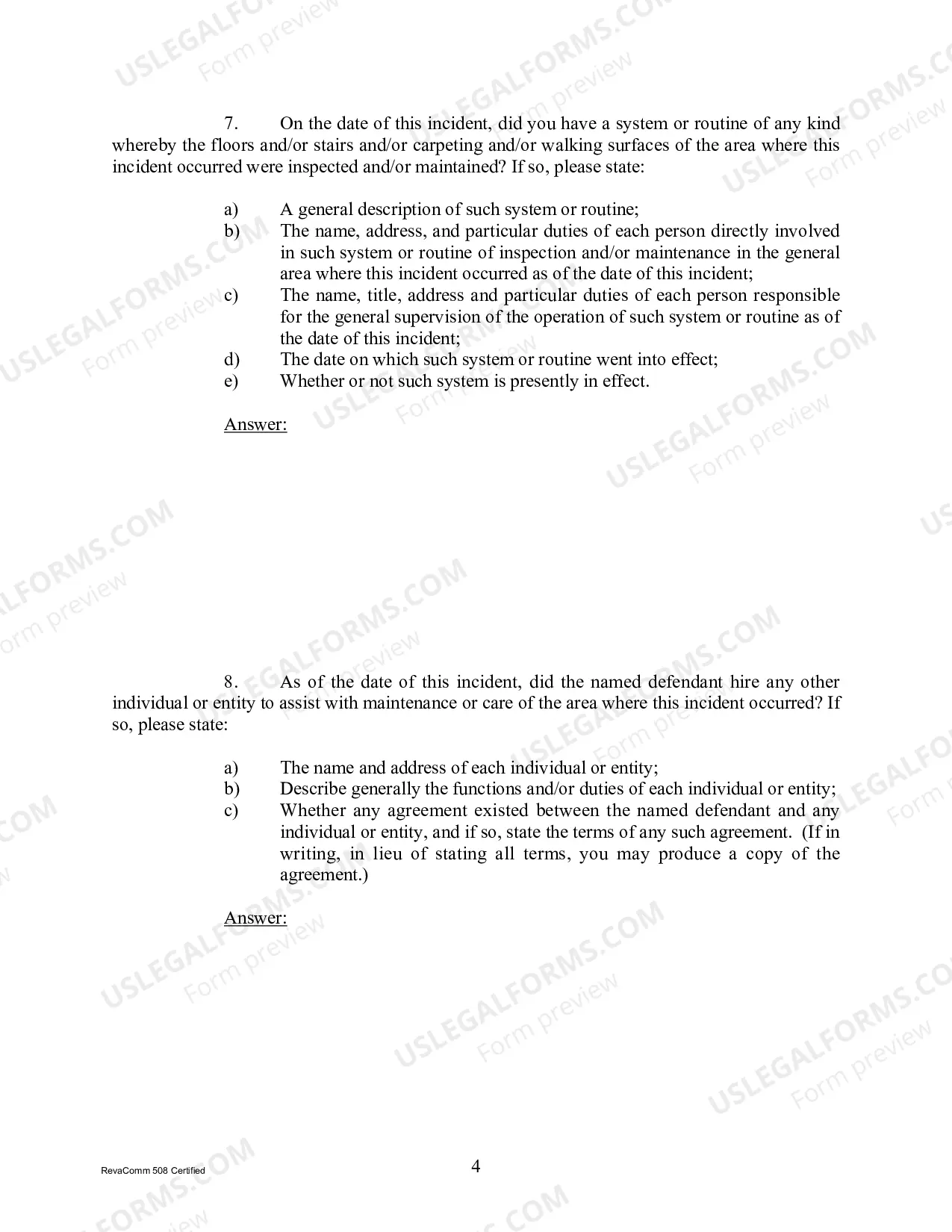 Preview Interrogatories to Defendant