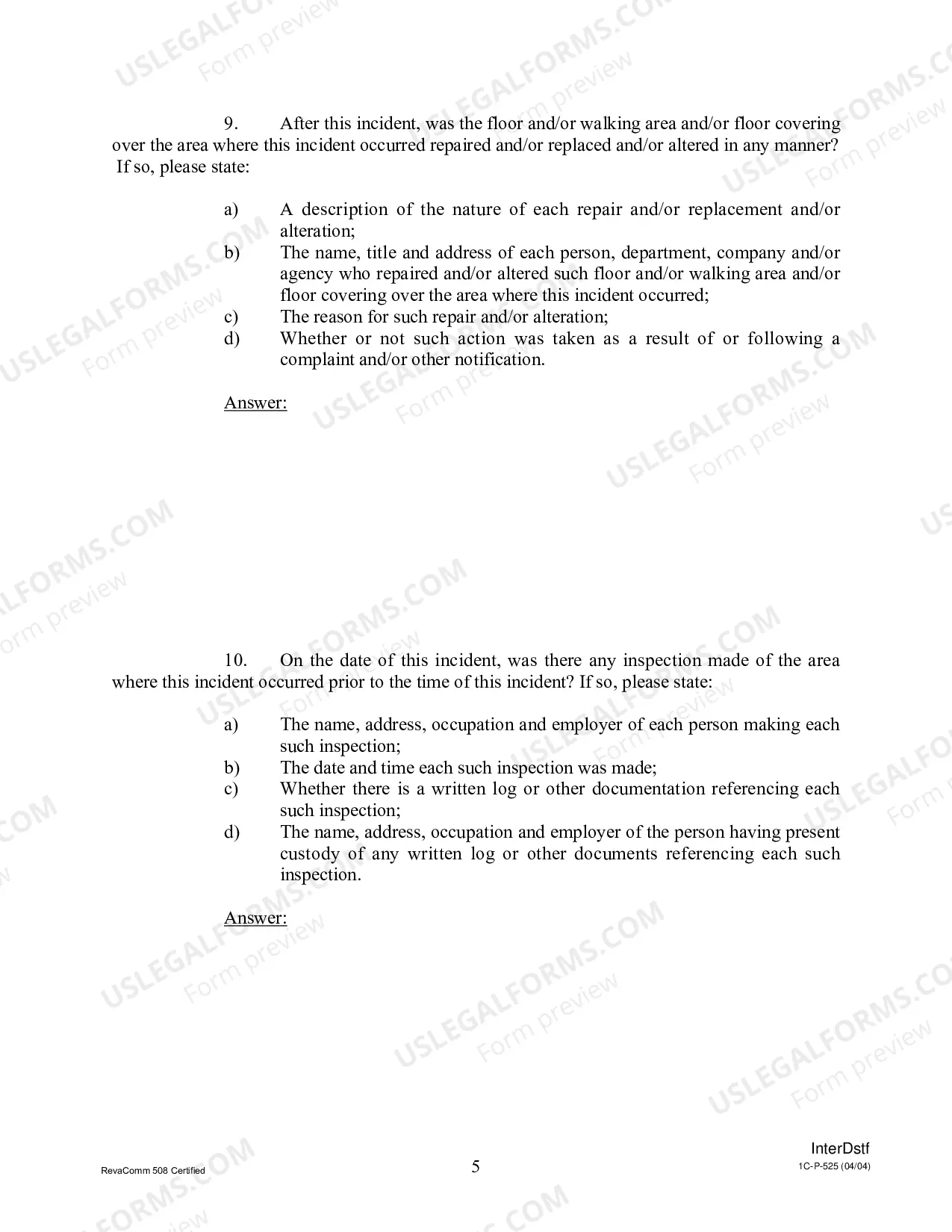 Preview Interrogatories to Defendant