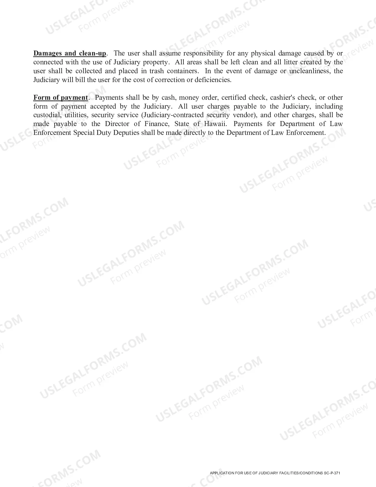 Preview Application for Use of Judiciary Facilities
