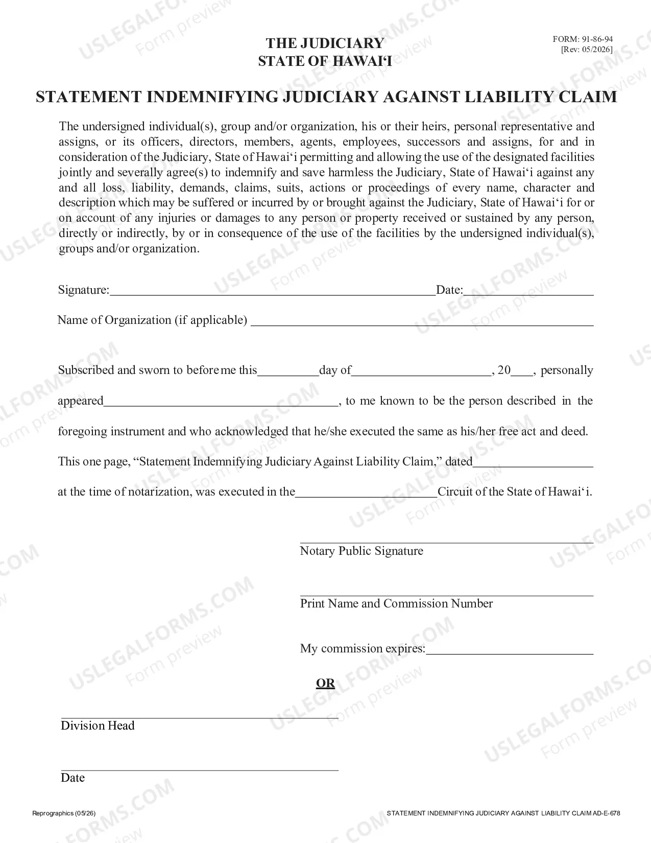 Preview Application for Use of Judiciary Facilities