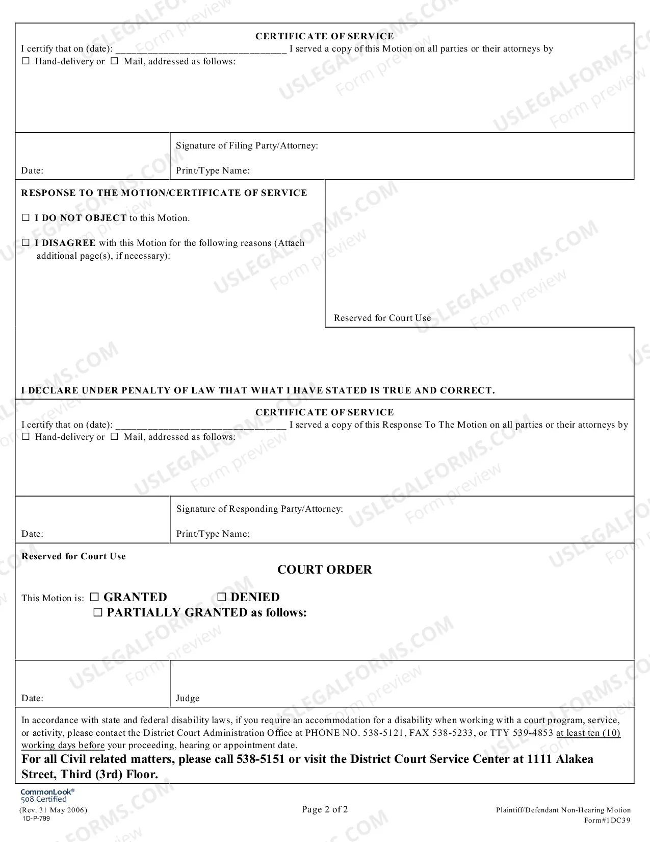 Preview Non Hearing Motion