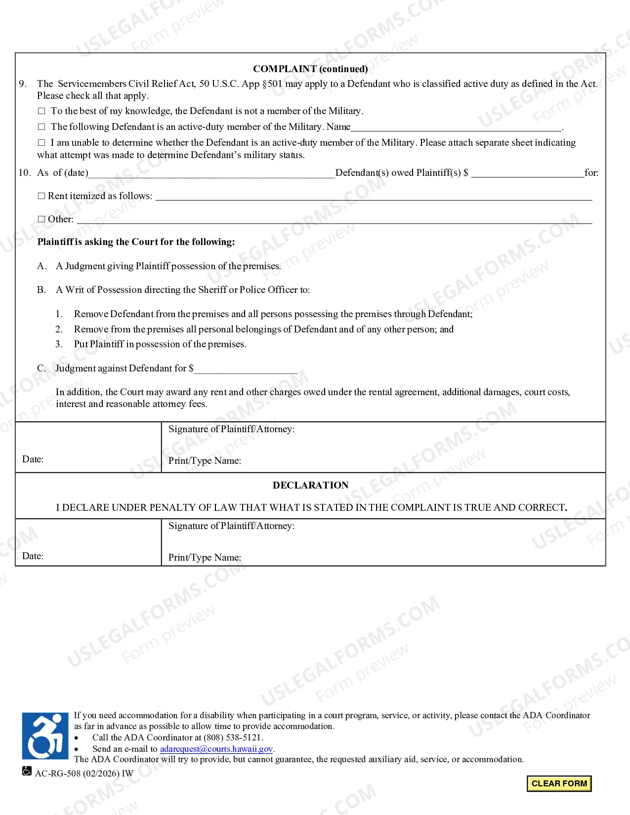 Preview Complaint (Assumpsit-Summary Possession-Landlord Tenant-Damages)