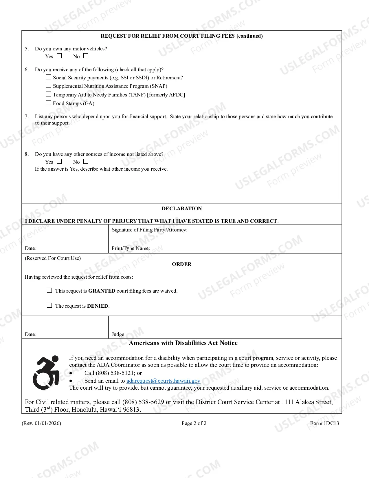 Preview Ex Parte Application For Relief From Costs