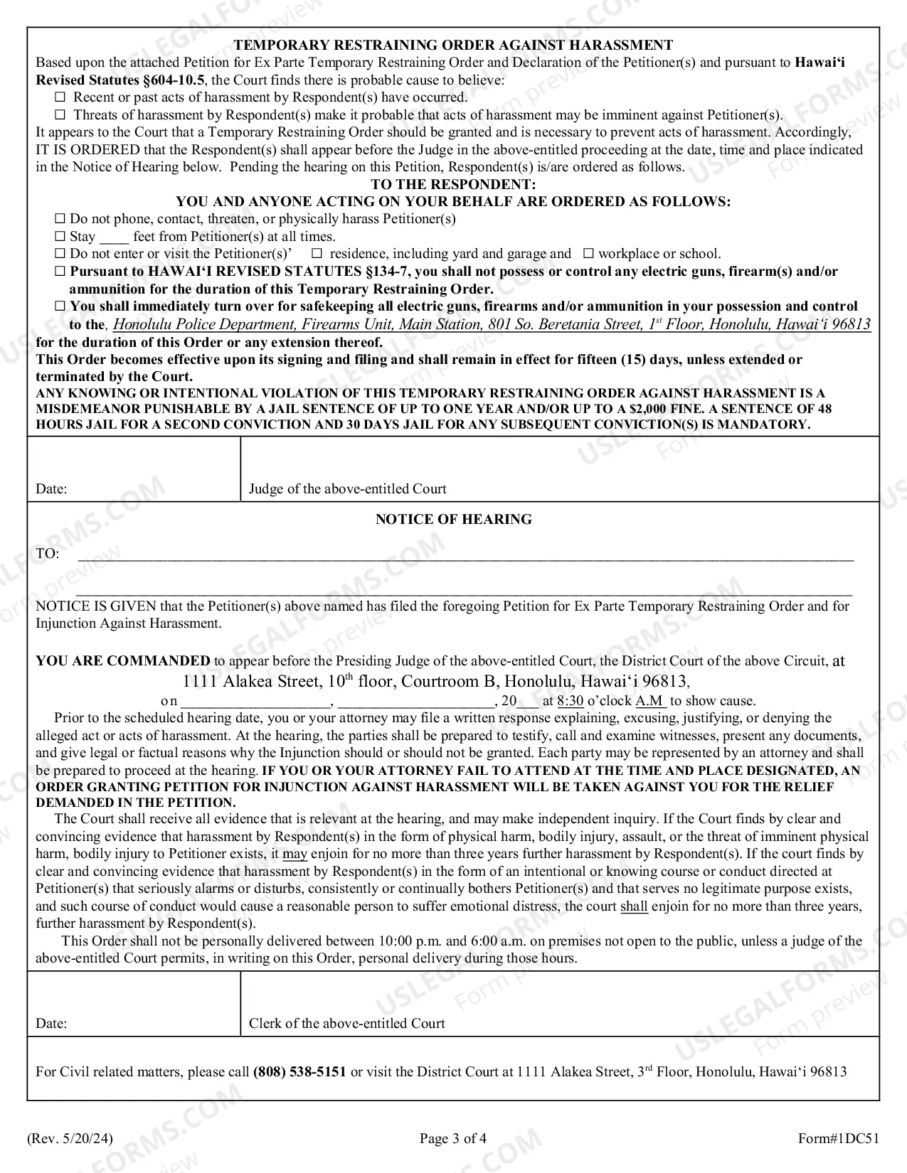 Preview Petition For Ex Parte Temporary Restraining Order and For Injunction Against Harassment