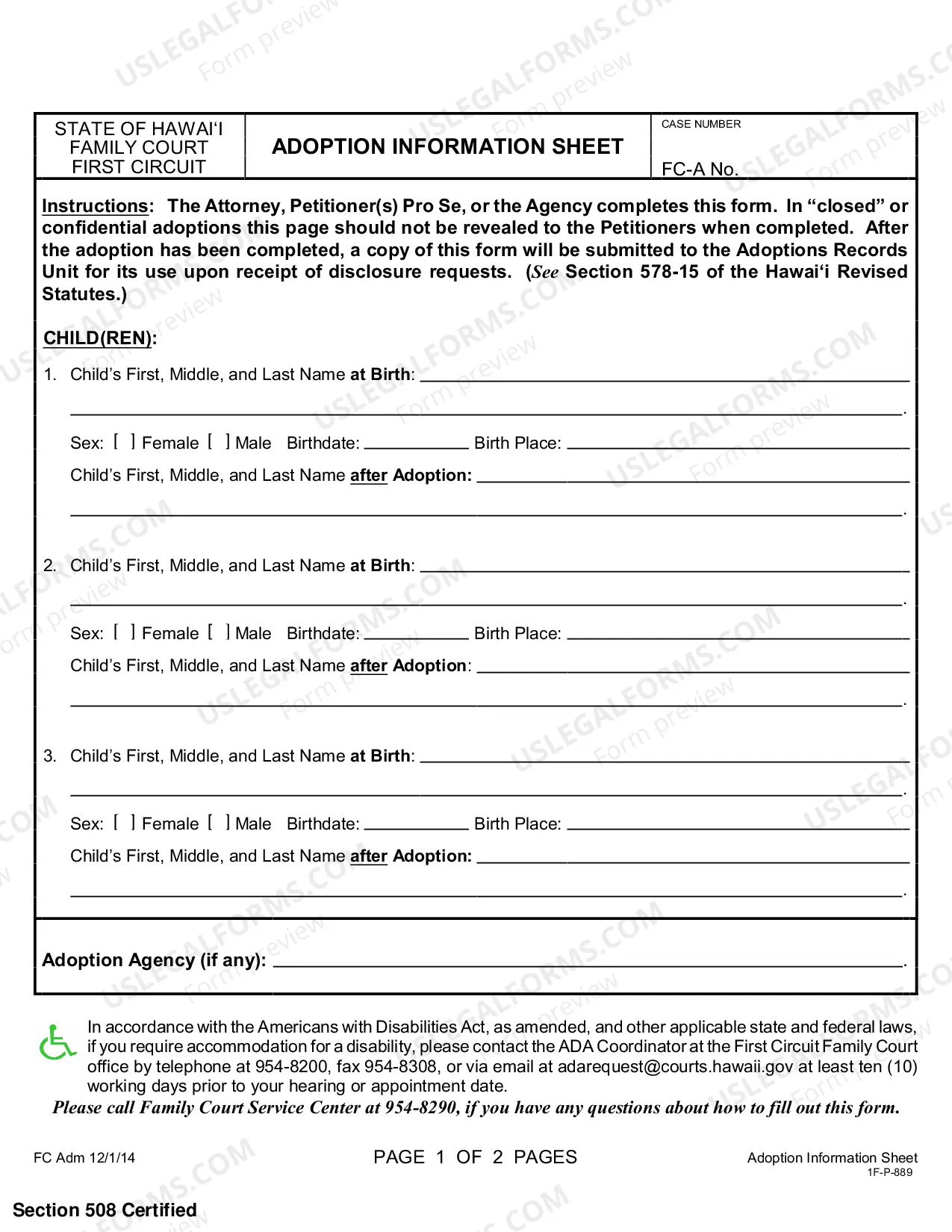 Preview Adoption Information Sheet