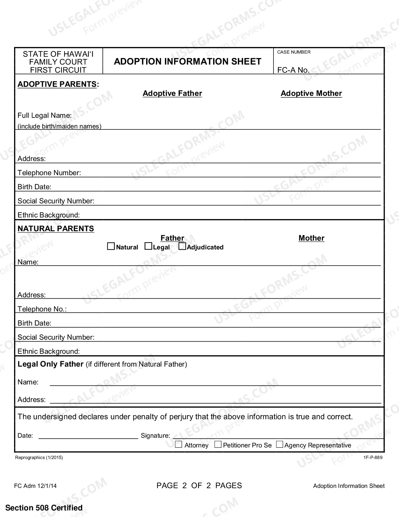 Preview Adoption Information Sheet