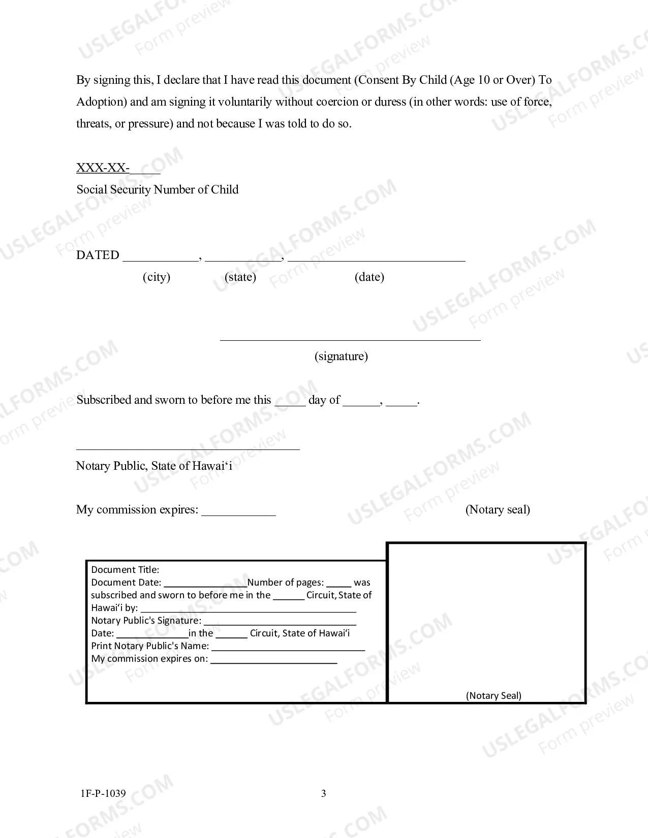 Preview Consent By Child To Adoption
