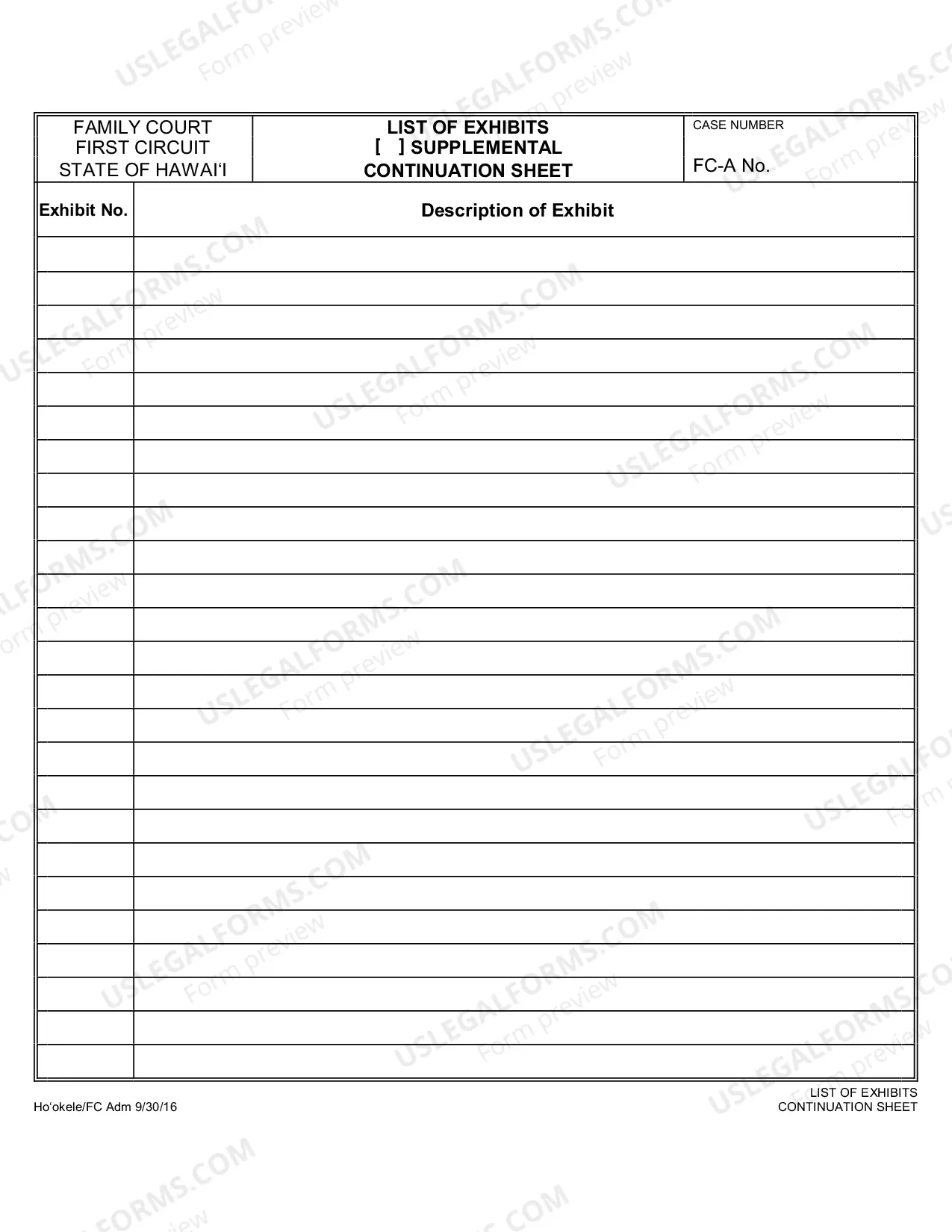 Preview List of Exhibits