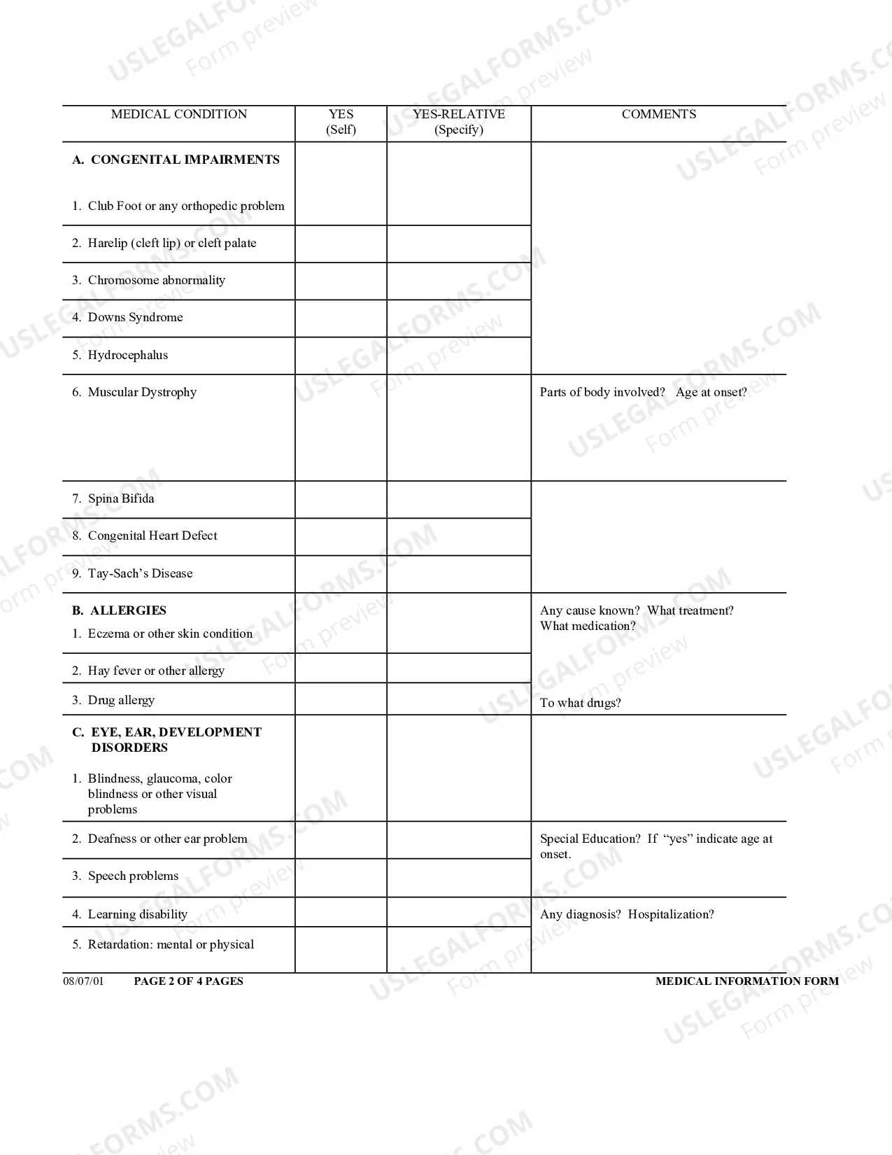 Preview Medical Information Affidavit