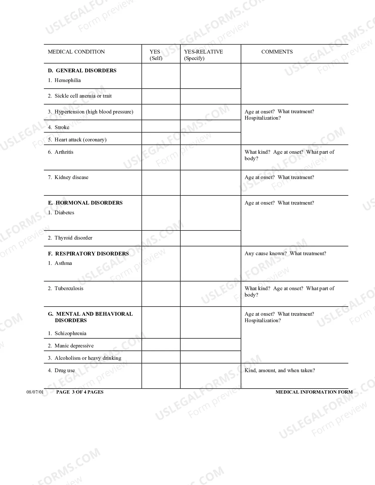 Preview Medical Information Affidavit