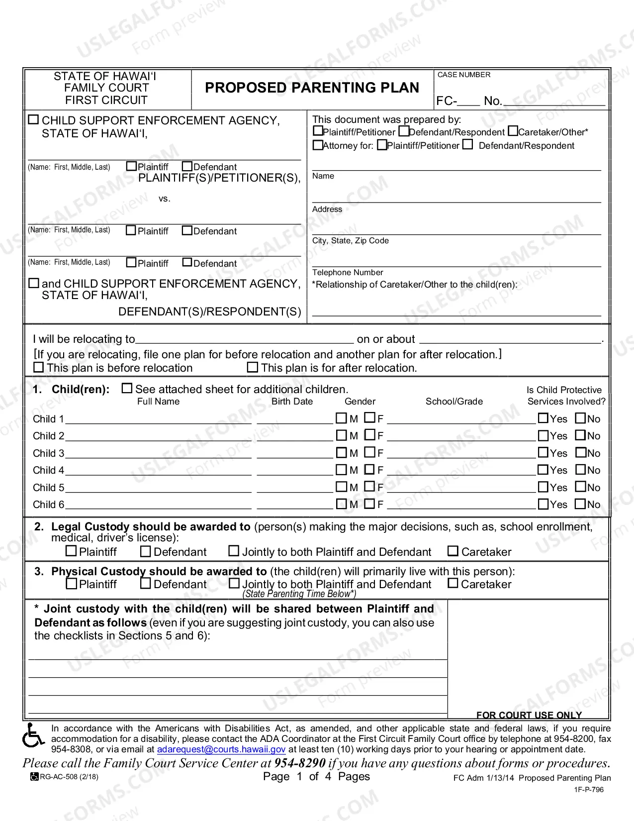 Preview Proposed Parenting Plan
