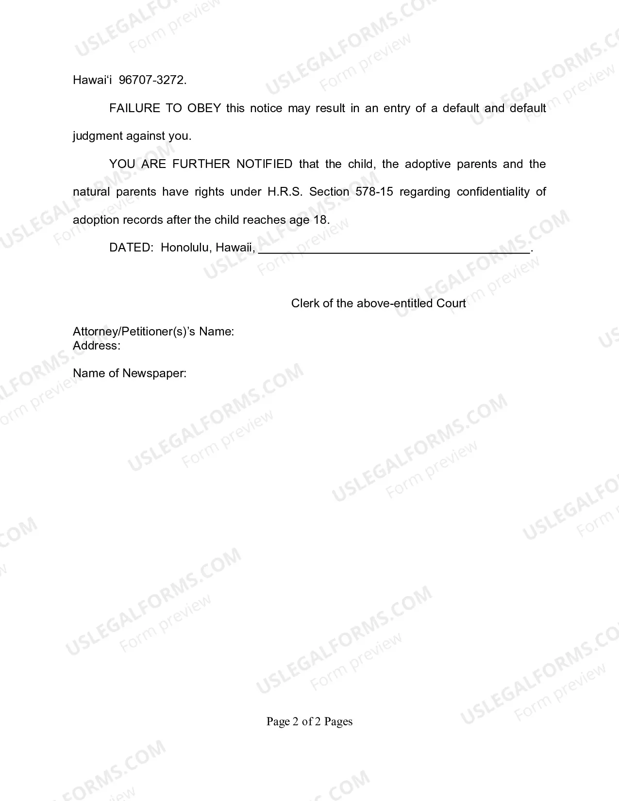 Preview Publication of Adoption