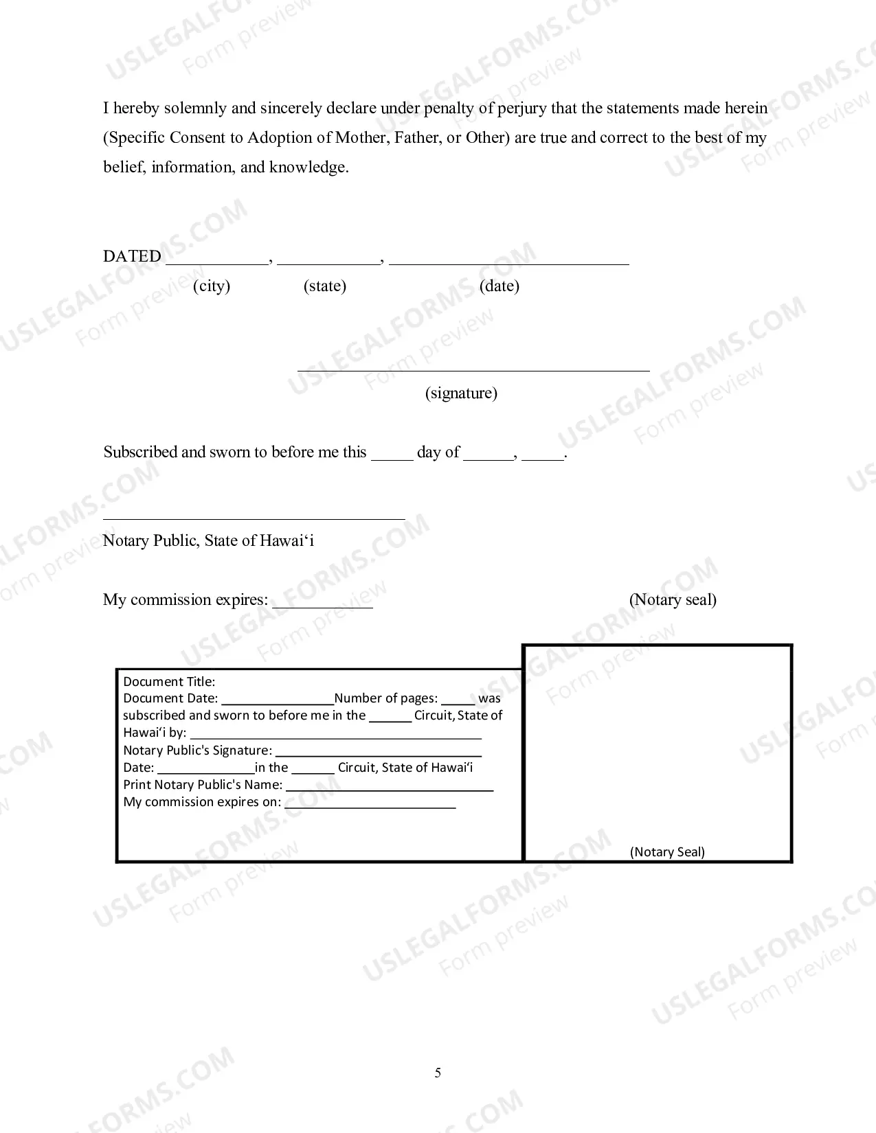 Preview Specific Consent To Adoption