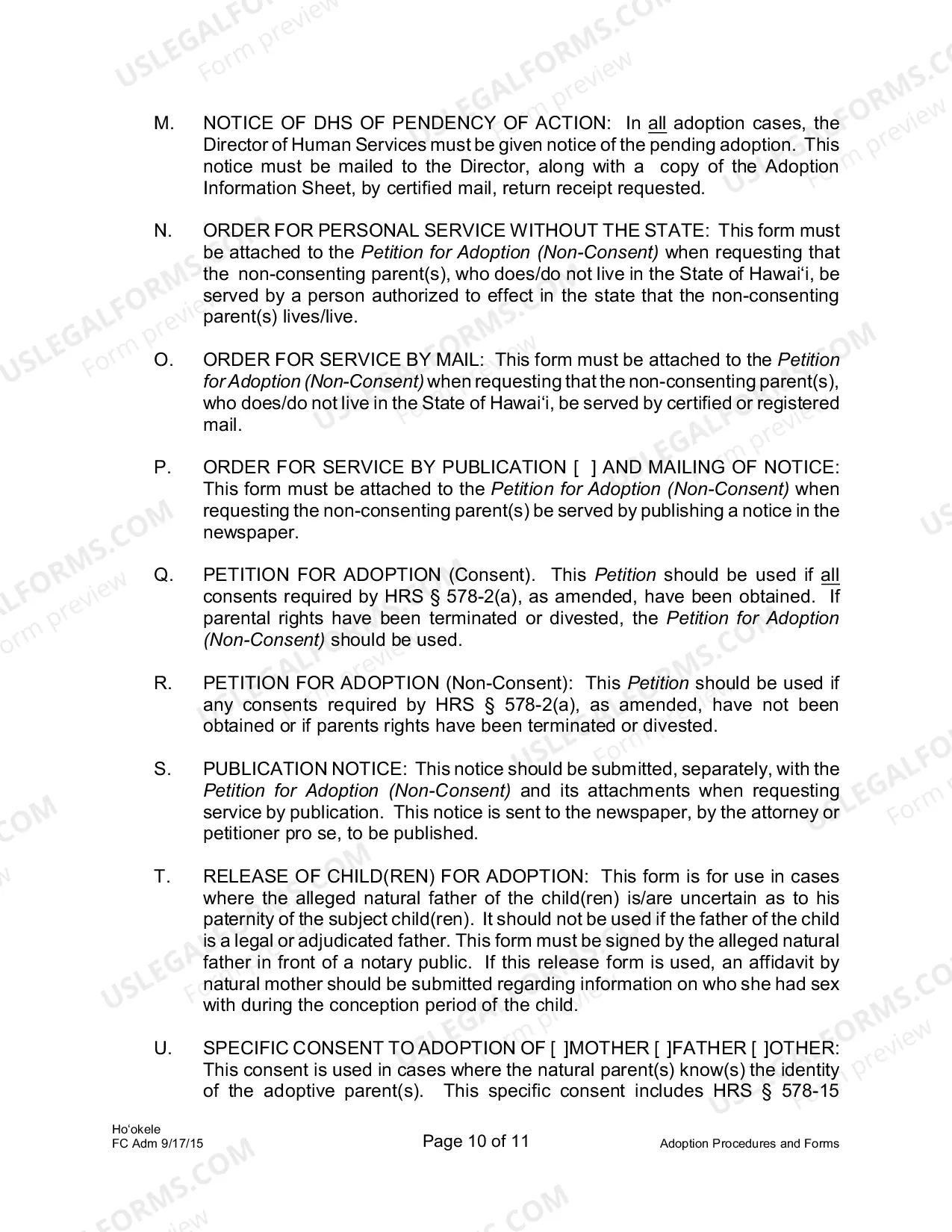 Preview Adoption Procedures and Forms Memo