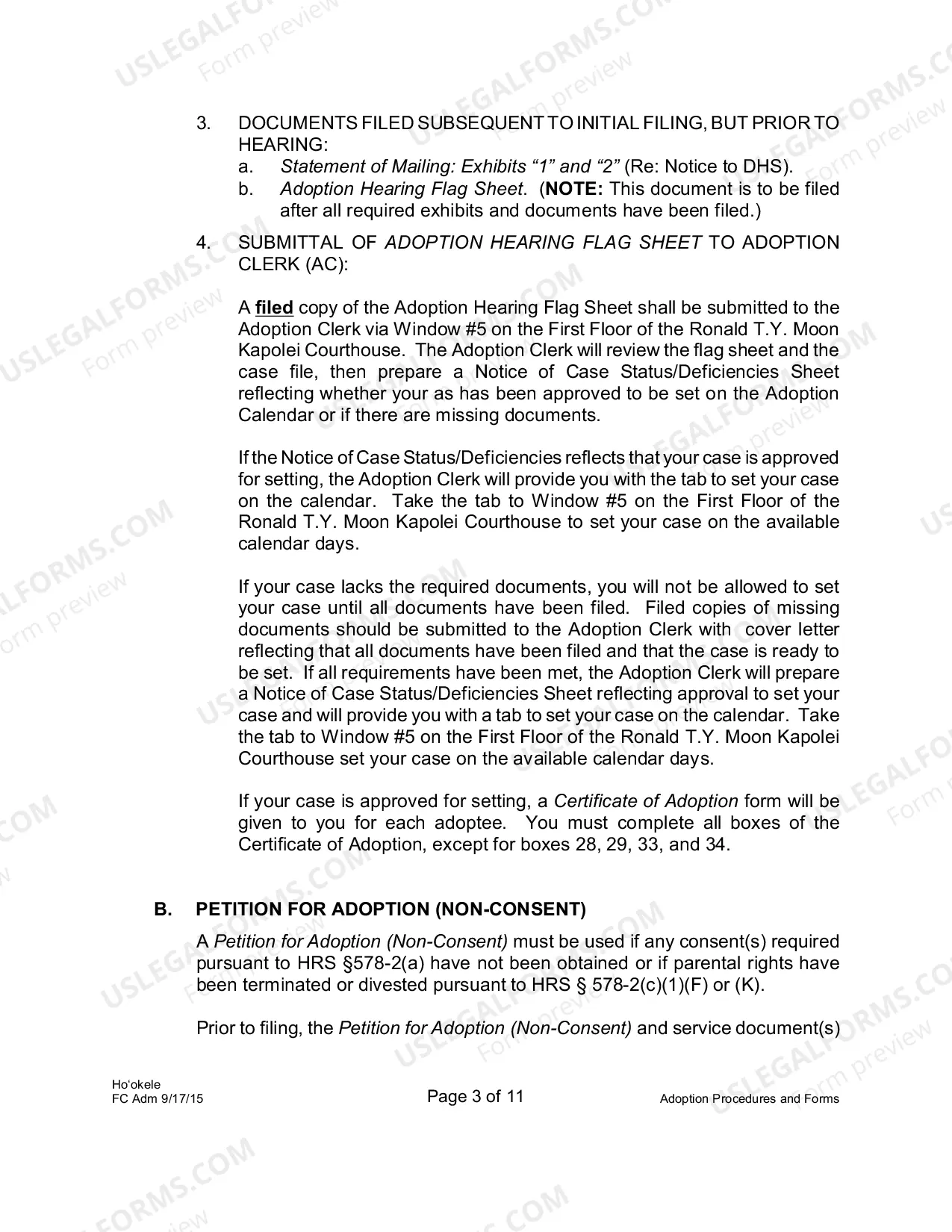 Preview Adoption Procedures and Forms Memo