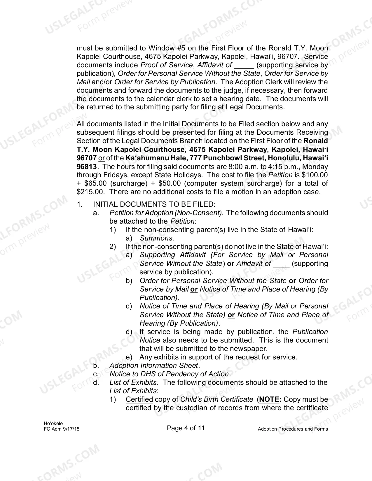 Preview Adoption Procedures and Forms Memo