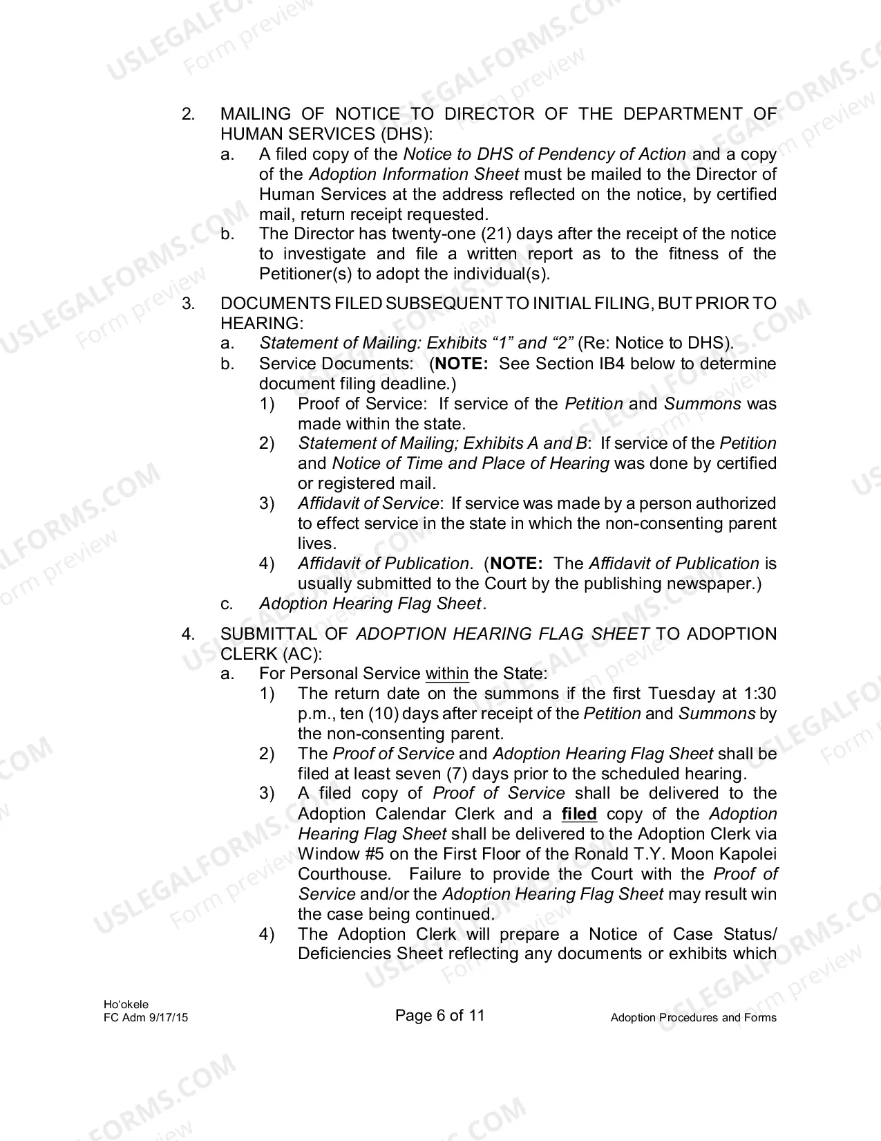 Preview Adoption Procedures and Forms Memo