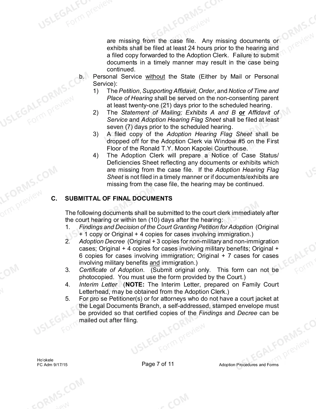 Preview Adoption Procedures and Forms Memo