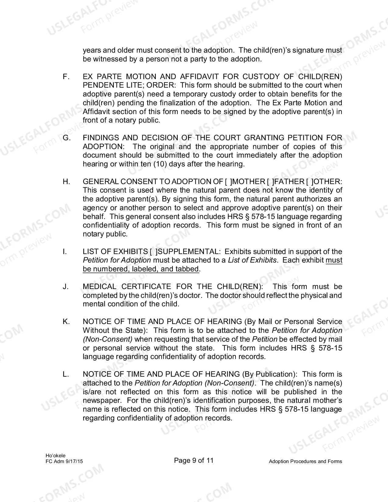 Preview Adoption Procedures and Forms Memo