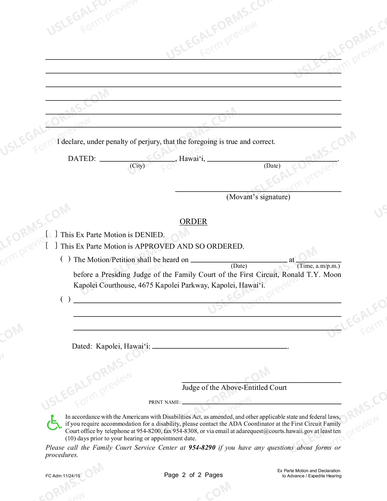 Preview Ex Parte Motion Form