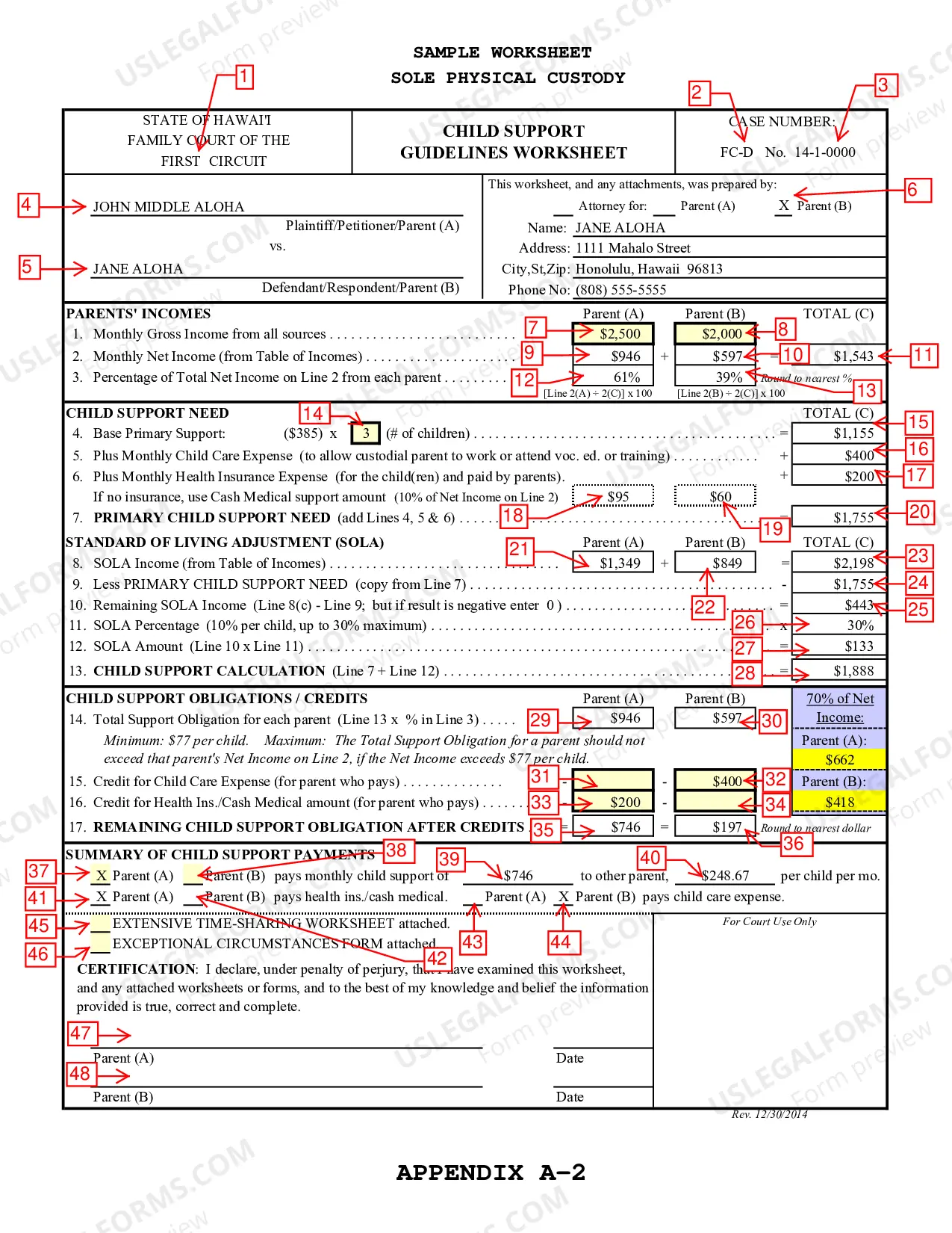 Preview Child Support Guidelines Worksheet